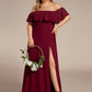 Plus Size Off the Shoulder Formal Bridesmaid Dress with Thigh Split