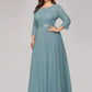 Simple Plus Size Lace Evening Dress with Half Sleeves