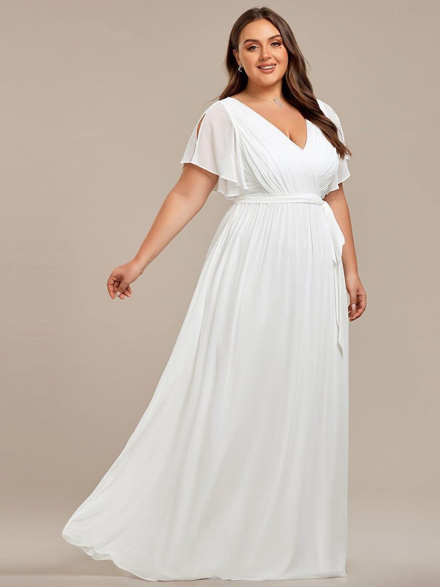 Plus Size Pleated Tie-Waist Chiffon Bridesmaid Dress