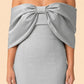 Elegant Plus Size Bridesmaid Dress with Off Shoulder Bow Detail and Slit