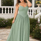 Elegant A Line Chiffon Gown with Adjustable Lace Up Corset Back