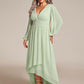 Plus Size V-Neck Long Lantern Sleeves A-Line Chiffon Bridesmaid Dress