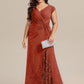 Plus Size Knotted Knit Cap Sleeve Maxi Glitter Evening Dress