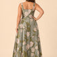 Elegant Floral Bridesmaid Ballgown Square Neck A-Line Dress