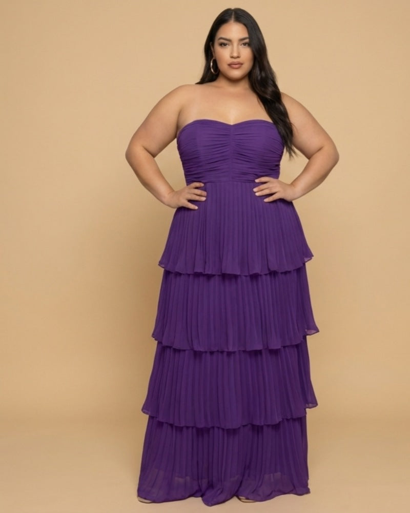 Chantarae Elegant Plus Size A-Line Chiffon Bridesmaid Dress with Sweetheart Neckline - N0373