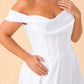 Plus Size Off-Shoulder Wedding Dress with Ruched Bodice and A-Line Skirt