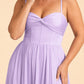Ruched Satin Bridesmaid Dress with Open Back and Side Slit