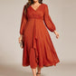 Plus Size Twist Knot Louts Leaf Long Sleeve A-Line Evening Dress