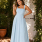 Elegant Plus Size A-Line Bridesmaid Dress with Pockets and Open Back