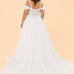 Minimalist Bohemian Wedding Dress A-Line Lace Tulle Off Shoulder Design