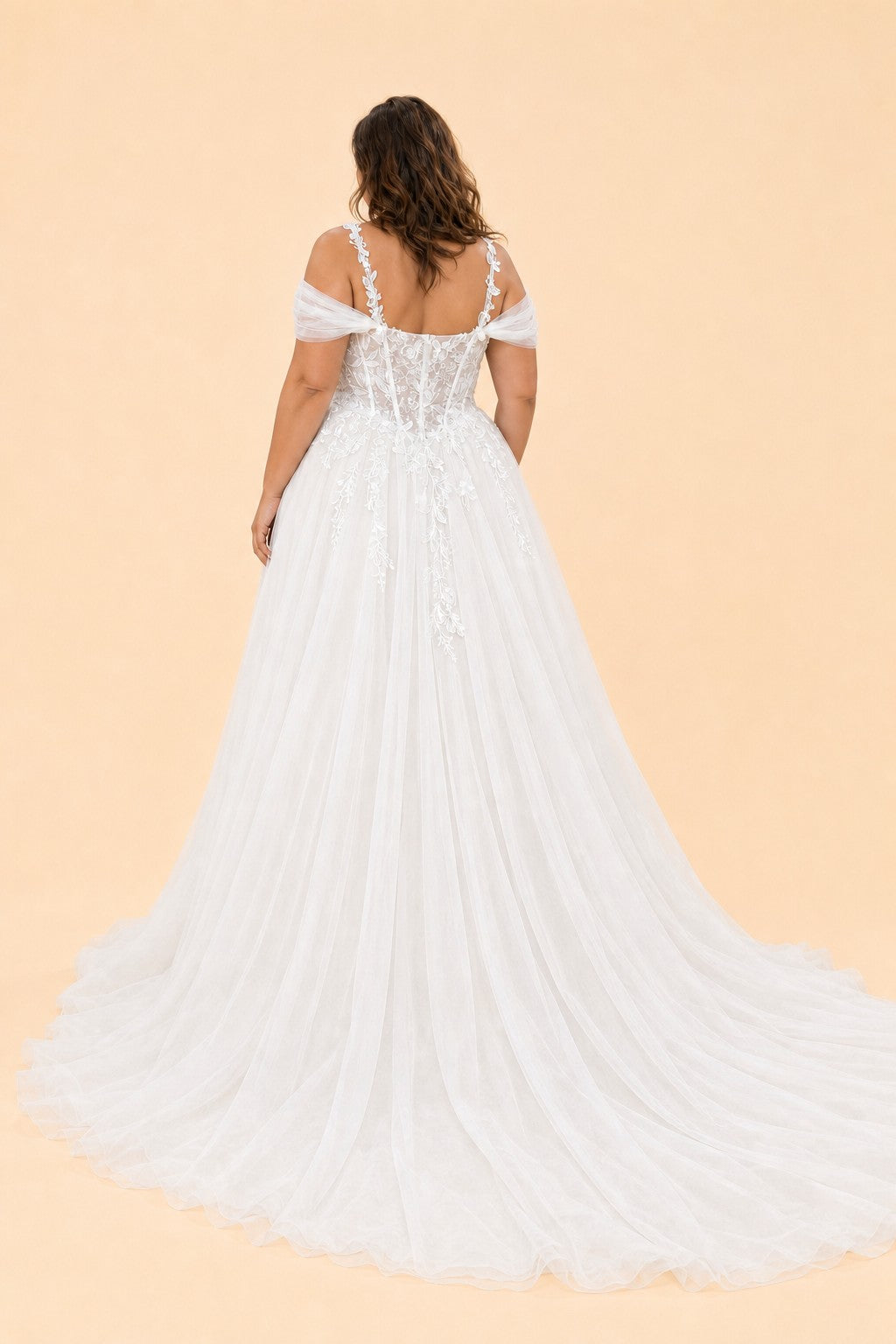 Minimalist Bohemian Wedding Dress A-Line Lace Tulle Off Shoulder Design