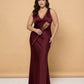 Silvarelle Romantic Sheath Stretch Satin Plus Size Bridesmaid Dress with V-Neck for Weddings - N0361