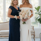 Plus Size Knotted Knit Cap Sleeve Maxi Glitter Evening Dress