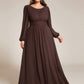 Plus Size See-Through Puff Sleeve Chiffon Mother Dress