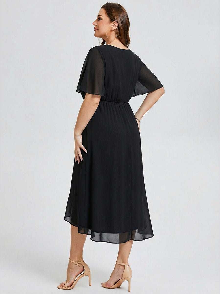 Plus Size Printed Mermaid Chiffon Wedding Guest Dress