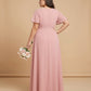 Petaline Plus Size Short Sleeve Chiffon Bridesmaid Dress N0322