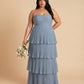 Chantarae Plus Size Off The Shoulder Mesh Bridesmaid Dress Leg Slit Curvy Friendly Sheath Gown For Wedding Party -N0370