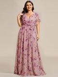 Plus Size Pleated Tie-Waist Chiffon Bridesmaid Dress