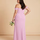 Elanthia Plus Size Off The Shoulder Mesh Bridesmaid Dress With Leg Slit For Wedding Party -N0346