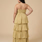 Chantarae Plus Size A Line Bridesmaid Dress Sweetheart Neckline Tiered Ruffle for Wedding Prom Evening Party - N0481