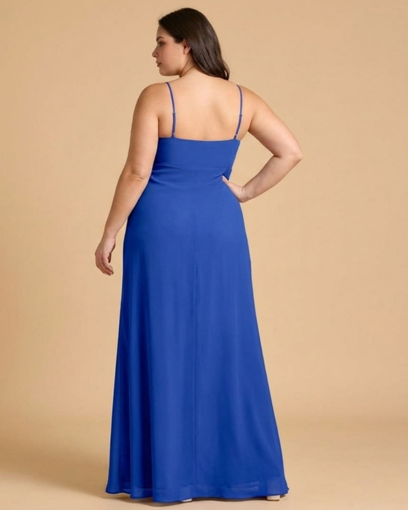 Silvarelle Elegant Plus Size Sheath Chiffon Bridesmaid Dress with Flowing Fit for Wedding -N0364