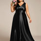 Plus Size Satin Maxi Formal Dress with Pockets