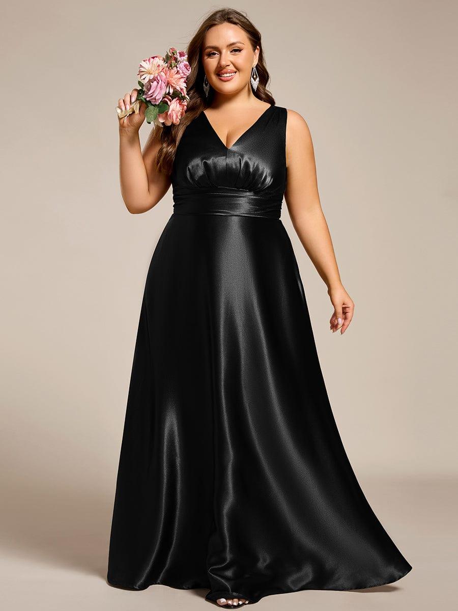 Plus Size Satin Maxi Formal Dress with Pockets