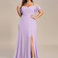 Plus Size Cold Shoulder Formal Bridesmaid Dress with Side Slit