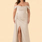 Plus Size Mermaid Bridesmaid Dress with Corset Bodice and Slit