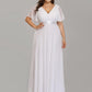 Plus Size Empire Waist V Back Bridesmaid Dress with Short Sleeves
