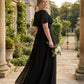 Petaline Plus Size Chiffon A-Line Bridesmaid Gown with Short Flutter Sleeves N0326