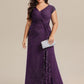 Plus Size Knotted Knit Cap Sleeve Maxi Glitter Evening Dress