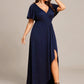 Plus Size Glitter Ruffled High-Low Front Slit Evening Dress