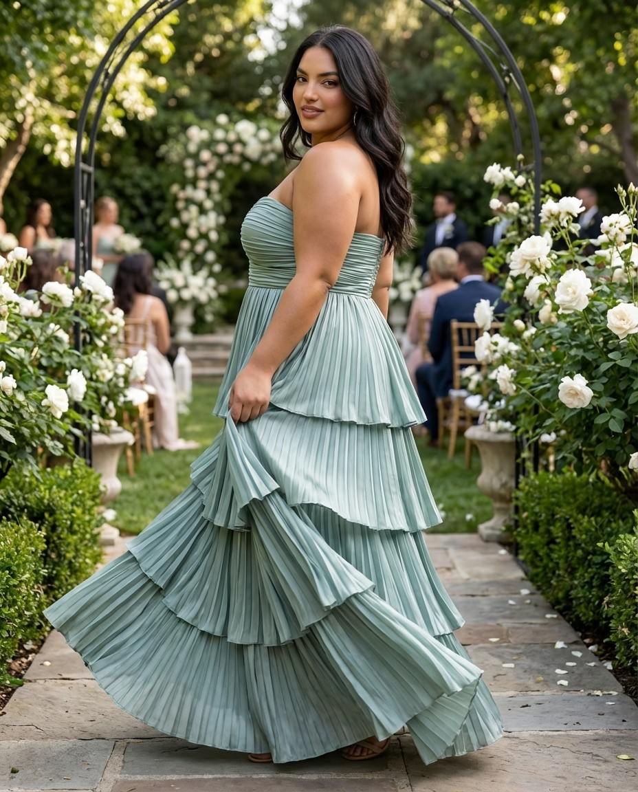 Chantarae Sophisticated Plus Size A-Line Satin Charmeuse Bridesmaid Gown - N0380