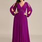 Stylish Plus Size Chiffon Formal Evening Dresses with Long Lantern Sleeves