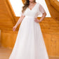 Women's Floor-Length Plus Size Formal Bridesmaid Dress with Short Sleeve