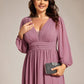 Plus Size V-Neck Long Lantern Sleeves A-Line Chiffon Bridesmaid Dress