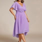 Plus Size Double V-Neck Ruffles Sleeve Chiffon Midi Wedding Guest Dress
