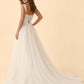 Plus Size A-Line Wedding Dress with Basque Waist and Lace Up Back