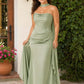 Strapless Satin Bridesmaid Dress with Open Back and Sculpted Silhouette