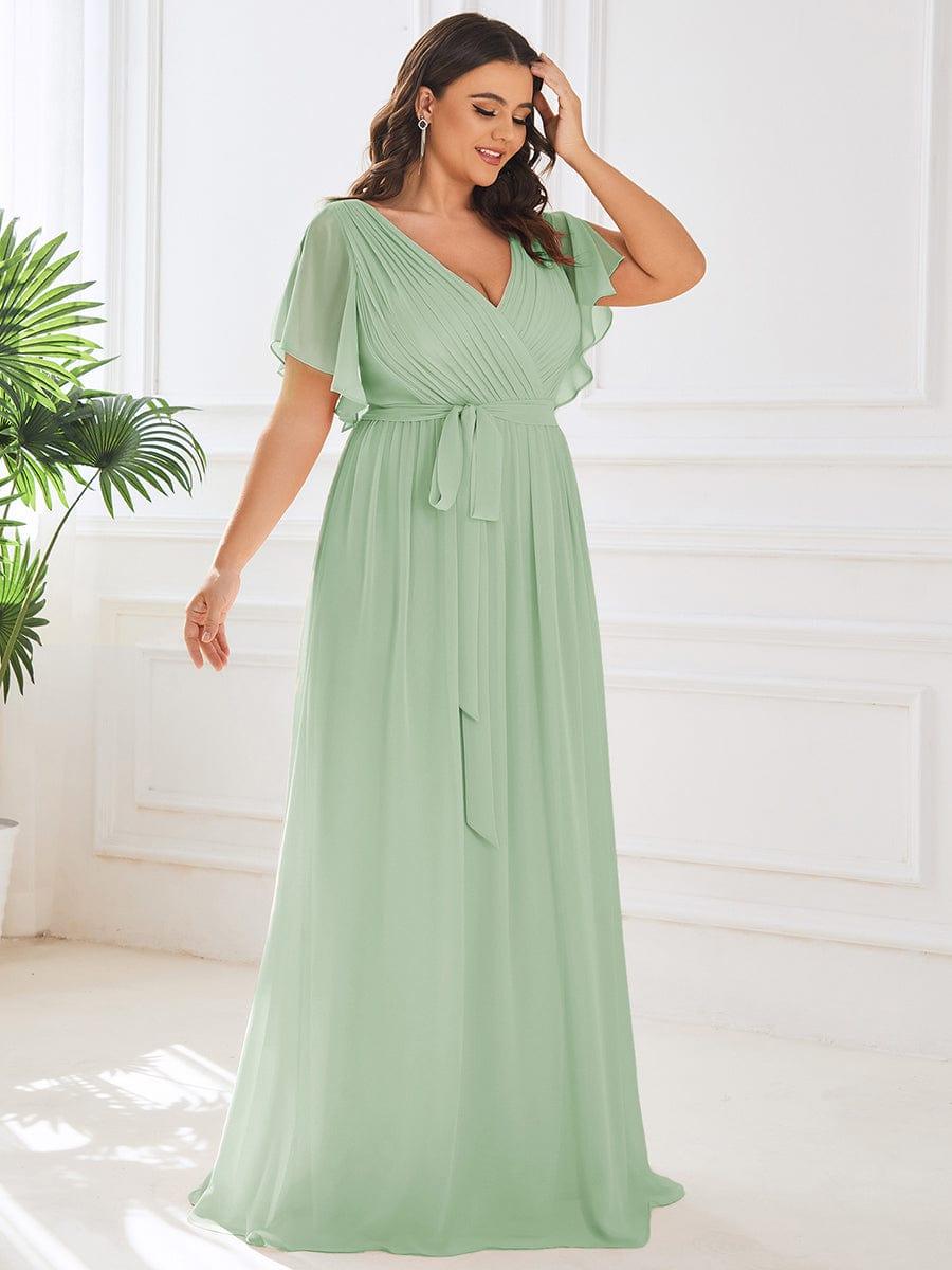 Plus Size Chiffon Tie-Waist Evening Dress
