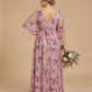 Petaline Romantic Plus Size A-Line Bridesmaid Dress with V-Neck Pleated Chiffon - for Weddings N0301
