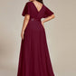 Women's Floor-Length Plus Size Formal Bridesmaid Dress with Short Sleeve
