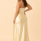 Plus Size Strapless Bridesmaid Dress Ruched Maxi Dress with Draped Waist Tie Elegant Gown
