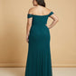 Elanthia Convertible Off-the-Shoulder Mesh Plus Size Bridesmaid Dress for Weddings - N0344