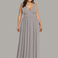Plus Size Sleeveless V-Neck Chiffon Semi Bridesmaid Dress