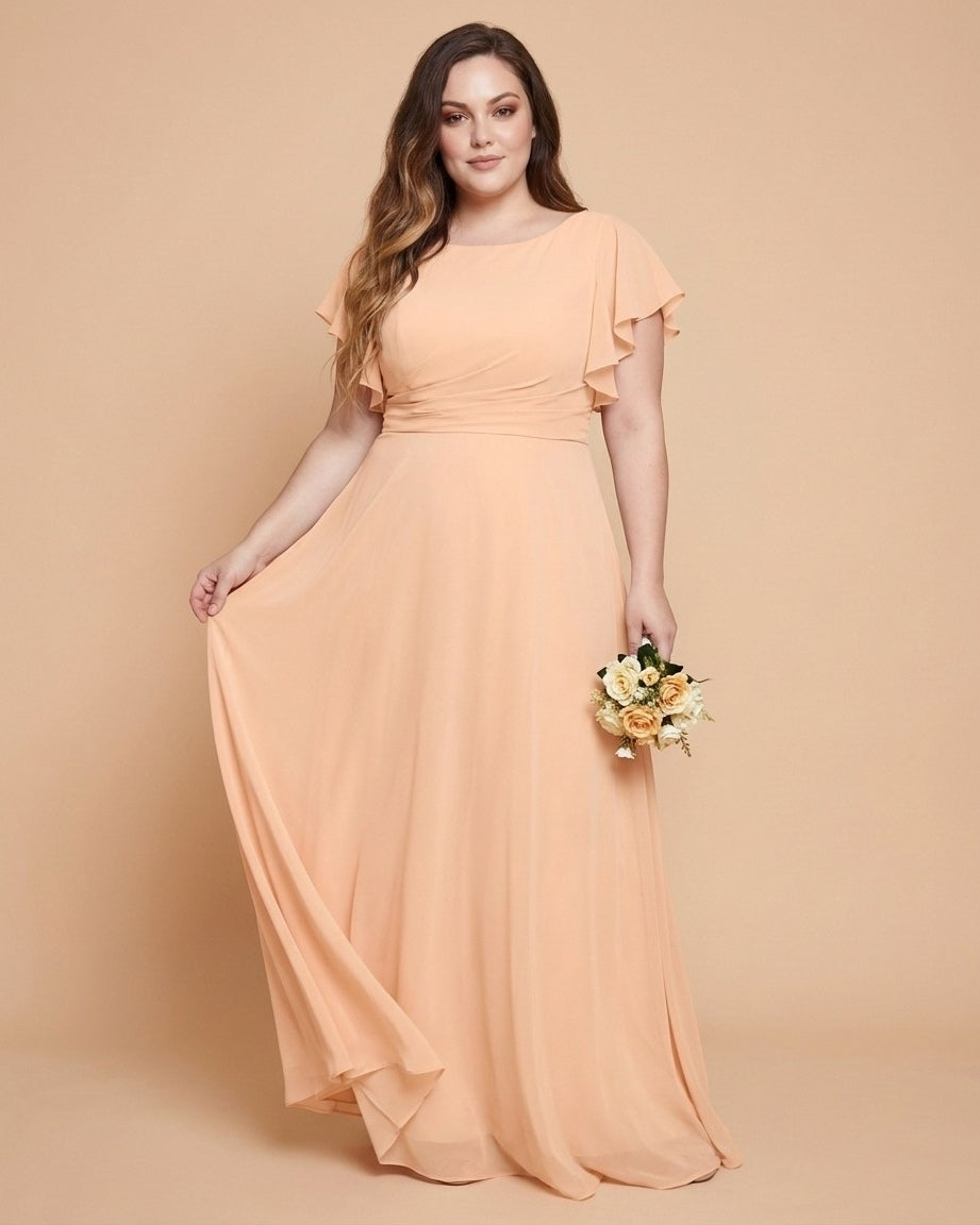 Avenleigh Plus Size Classic A-Line Chiffon Bridesmaid Dress Floor Length for Wedding - N0330