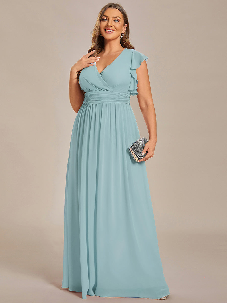 Plus Size Chiffon Pleated A-Line Back Cutout Bridesmaid Dress