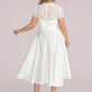 Plus Size V-neck Lace Bodice A-line Cocktail Dress with Pockets