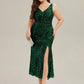 Plus Size Knotted Sequin Formal Evening Dress